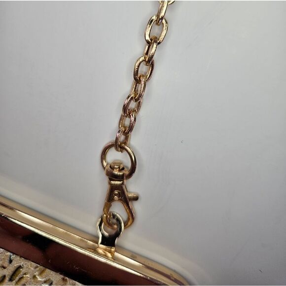 NWOT Urban Expressions Vegan Cruelty Free Tan Gold Soft Snake Skin Large Clutch - Picture 6 of 8